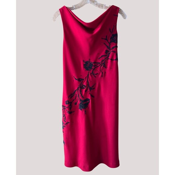Coldwater Creek Red Sleeveless Beaded Dress Size 6 With Floral beading - Picture 1 of 6